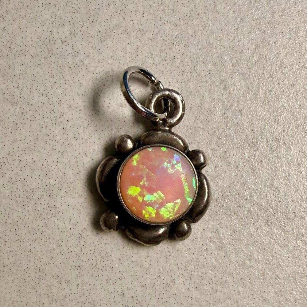 Vintage 925 Sterling Silver Opal Charm